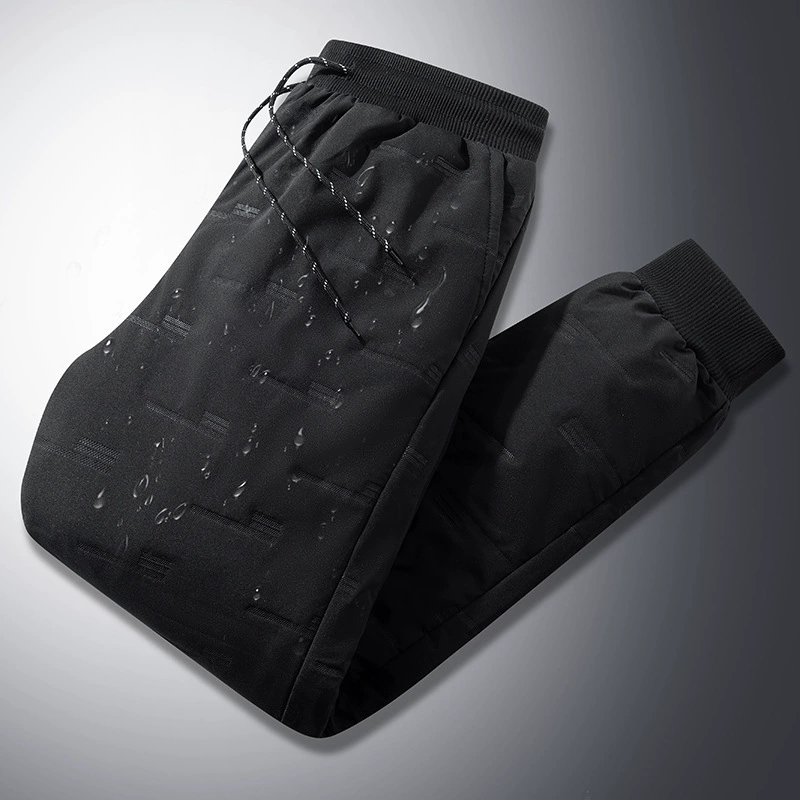 2023 новые пуховые хлопчатобумажные брюки черные повседневные утолщенные теплые средние талии спот сплошной цвет зимние мужские брюки