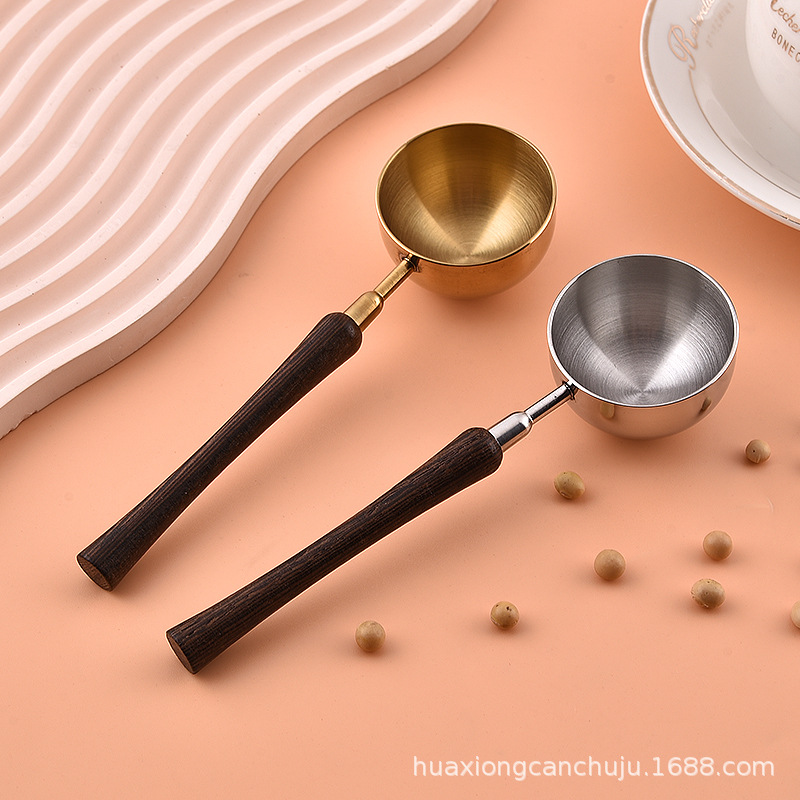 304 stainless steel chicken wing wooden handle coffee spoon long…