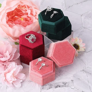 TIKTOK亚马逊戒指盒跨境jewelry盒六角戒指盒对戒包装盒首饰礼盒