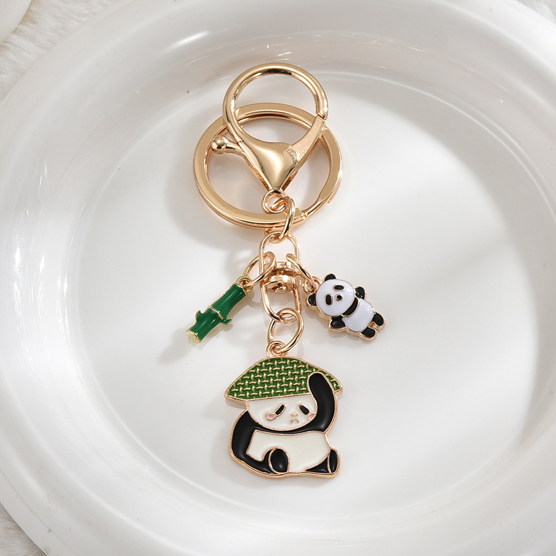 中国風パンダ竹金属キーホルダーかわいい漫画バッグキーホルダーペンダント合金アクセサリー|undefined