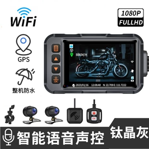 Motosiklet Qeydedicisi HD 1080P Ağıllı Səs GPS Su Keçirməyən WIFI Kamera