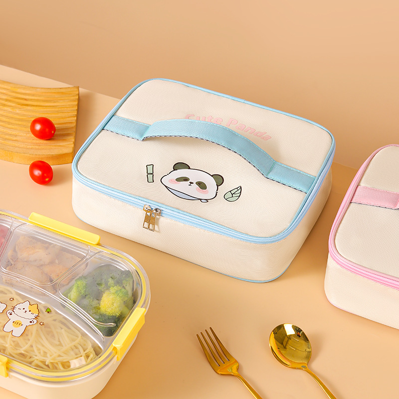 Bolsa aislante portátil simple de dibujos animados, bolsa bento cuadrada, bolsa de almuerzo para ir al trabajo y a la escuela, bolsa de almuerzo, bolsa de lonchera grande