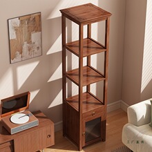 博古架实木中式小型置物架木架子窄款茶室茶叶架子茶柜古董架轻奢