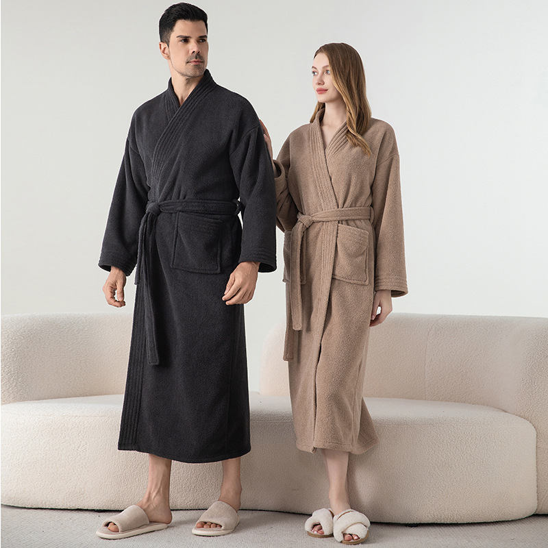 Simple Bathrobe Ant Velvet Nightgown Autumn and Winter Couple Bathrobe Plus Velvet Thickened Nightgown Men and Women Home Wear Bathrobe Simple Bathrobe Ant Velvet Nightgown Autumn and Winter Couple Bathrobe Plus Velvet Thickened Nightgown Men and Women Home Wear Bathrobe