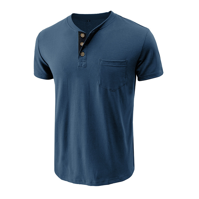 T-shirt henley uomo maniche corte top casual estivo girocollo_voghion.com