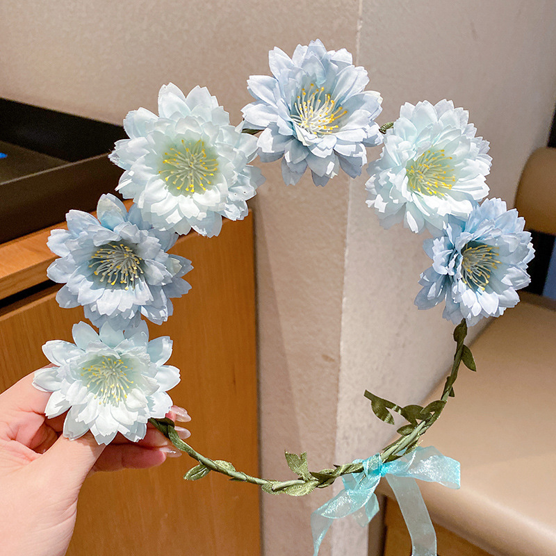 子供の頭飾りの花の子供の美しい花嫁の花輪の手の花の女の子のドレスは花の子供のアクセサリーの王女の頭の花を飾ります。|undefined