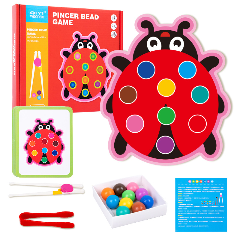 Transfronterizo de madera Diversión infantil cuentas de clip avanzadas Iluminación educación temprana juguetes manos en el cerebro juego de coordinación mano-ojo