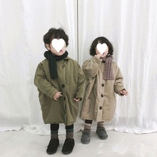 女童加棉外套2023新款儿中长款风衣男韩版洋气宝宝厚冬季男潮跨境