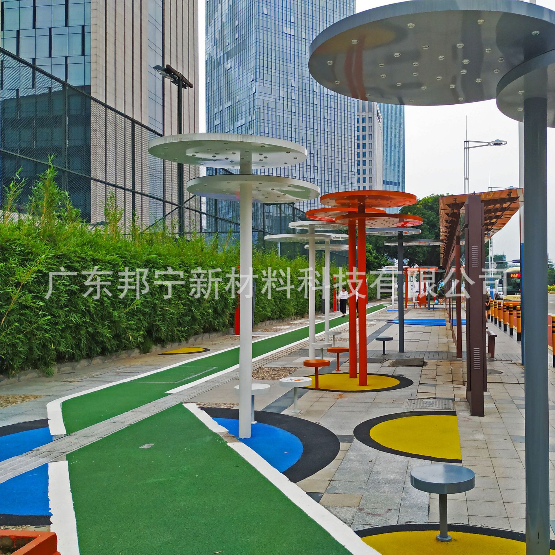 邦宁防滑彩色路面 聚氨酯防滑路面 公交车道绿道斑马线防滑路面