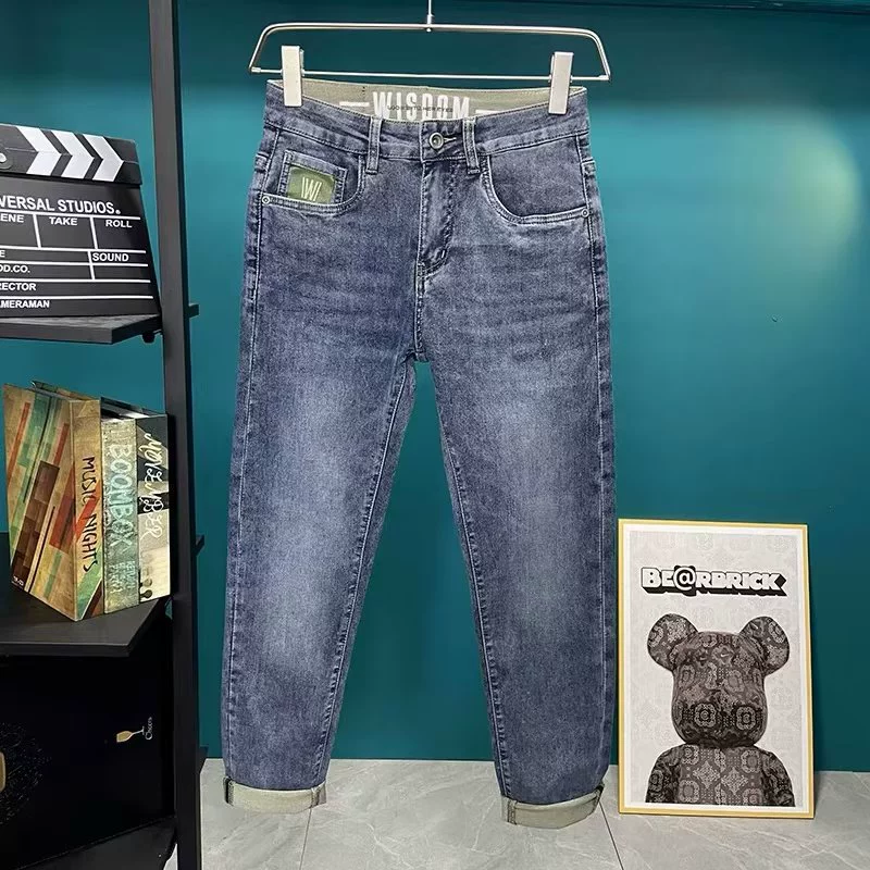Elite jeans, thin trend trousers, with embroidery, Korean style