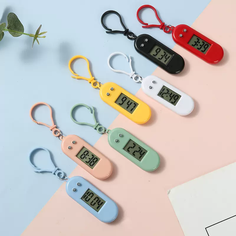 马卡龙色号迷你电子钟精美背包挂饰礼品钥匙扣电子钟数字lcd钟表