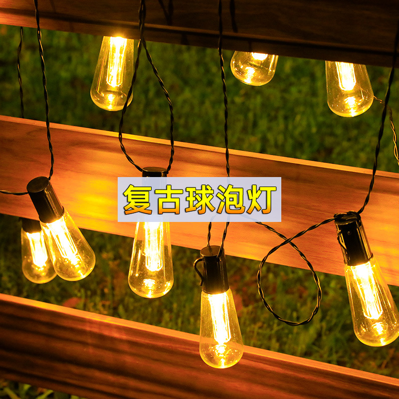 LED solar energy bulb Lamp string Retro Decorative lamp courtyard Garden Camping Night market Night view festival Atmosphere lamp