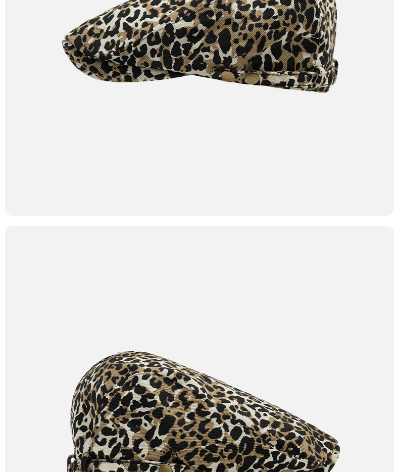 Designer Leopard Print Forward Hut Nische Vintage Baskenmütze ins Spice Girl Mode Newsboy Hut_voghion.com