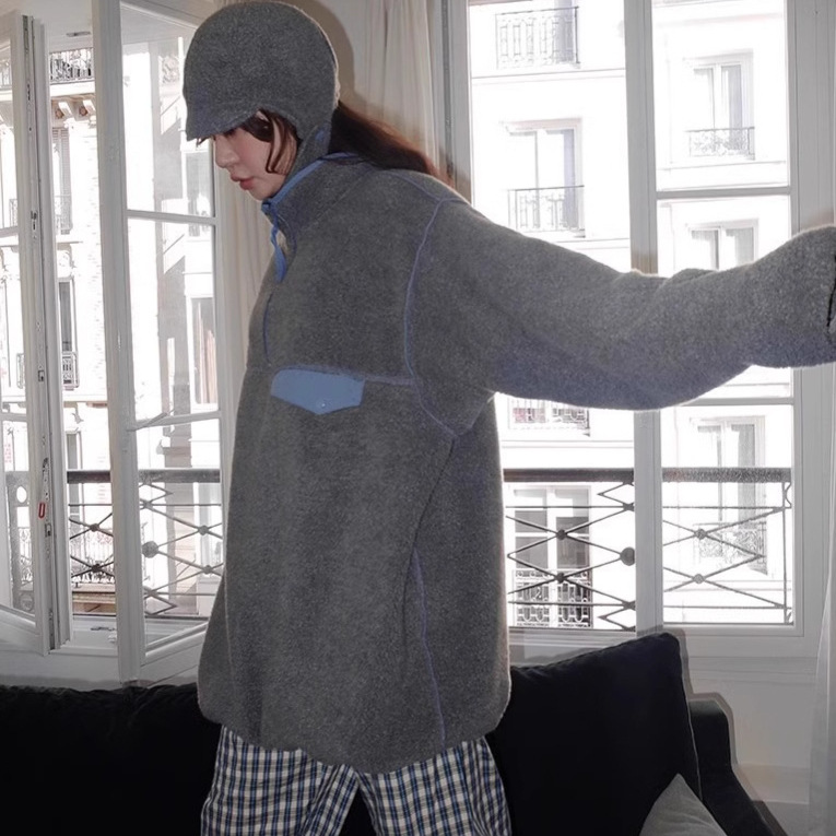 (2개) 한국 24 가을 FRE * KLE 새로운 양 바늘 양털 지퍼 탑