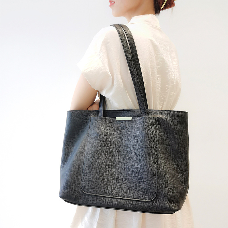 Women's Large Leather Tote Bag Genuine Cowhide Shoulder Bag_voghion.com