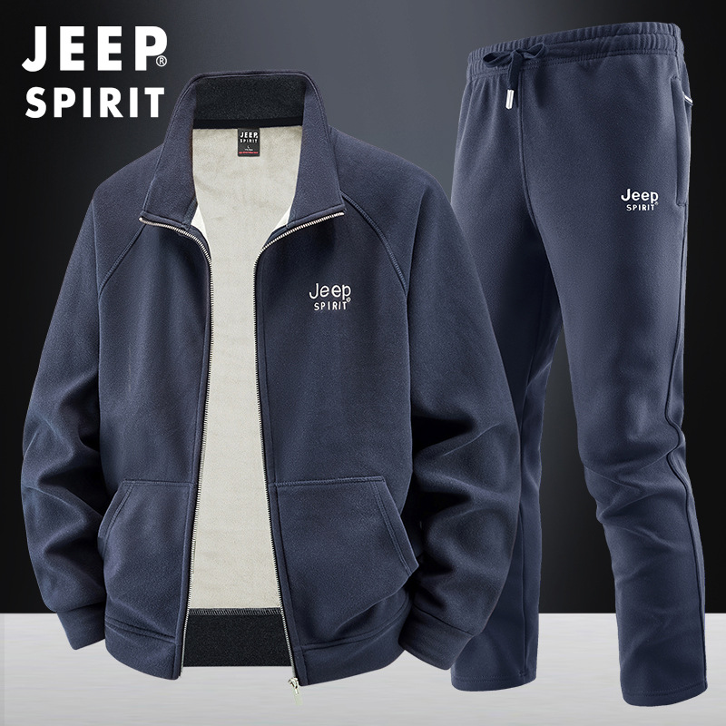 2025 Men's Autumn and Winter Casual Sports Long-Sleeved Sweatshirt Pants Wide Casual Warm Fleece-Lined Suit 25082526Jp