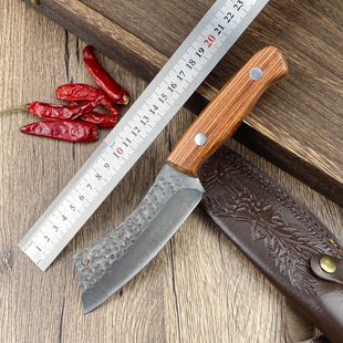 Cross-border hot outdoor knife wholesale barbecue meat roast sheep forging boning knife wooden handle straight knife hand meat knife
