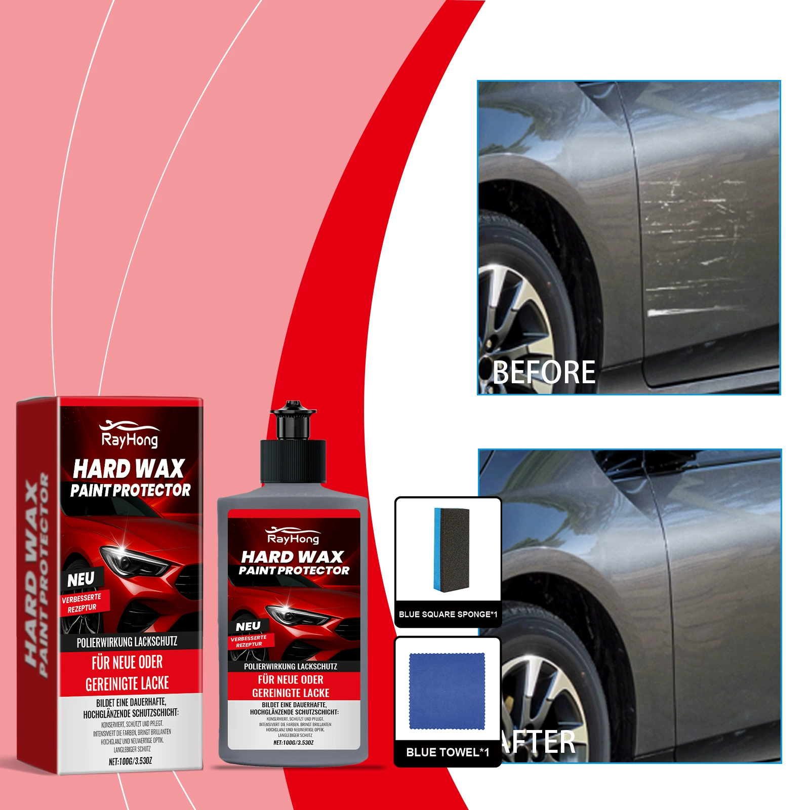 RAYHONG воск для ремонта автомобильной краски, удаление царапин, полировка автомобильной краски, уход за краской, ремонт, антизагрязняющая паста для обеззараживания