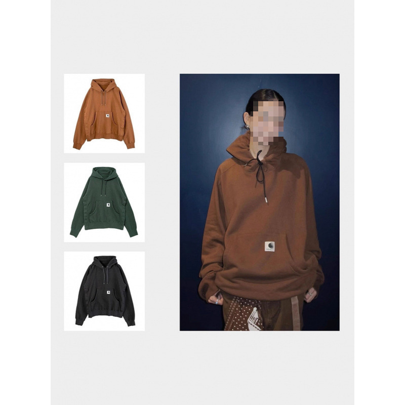Carhartt Collaboration Hooded Sweatshirt 25 New Model Solid Color Pocket Badge Hoodie Unisex Couple Loose Hoodie