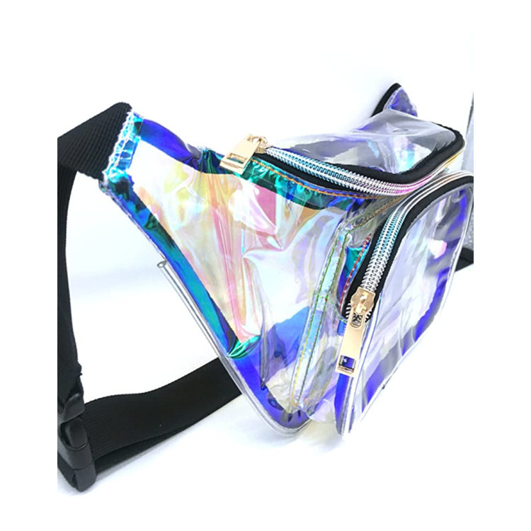 PVC Material Waterproof Function Streetwear Solid Color Transparent Zipper Fanny Pack