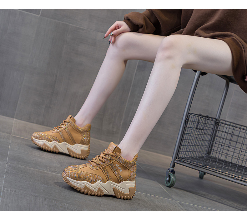 Giày sneaker nữ chunky đế dày phong cách hot girl, cổ điển năng động mùa đông 2025 — M2669 màu vàng một lớp lót trong, M2669 một lớp màu đen, M2669 màu đỏ một lớp bên trong, M2669 màu xám một lớp bên trong chi tiết 11
