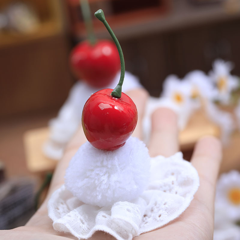新款卡通可爱仿真雪顶樱桃布艺diy洞洞鞋发饰配件材料批发|undefined