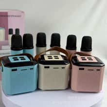 跨境亚马逊新品Y1蓝牙音响K歌套装无线话筒麦克风迷你蓝牙音箱
