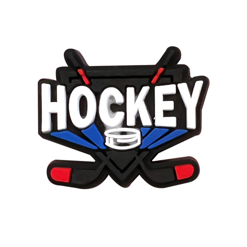 Nuevos zapatos con agujeros de dibujos animados deportivos de hockey sobre hielo, zapatos, zapatos, botones, ropa deportiva, accesorios para sandalias, estilo caliente de Amazon