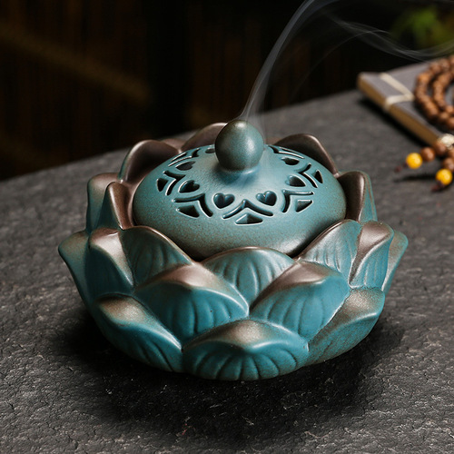 New creative lotus incense burner with overflowing floral fragrance indoor incense ceramic 4-hour incense hollow incense burner epidemic prevention incense