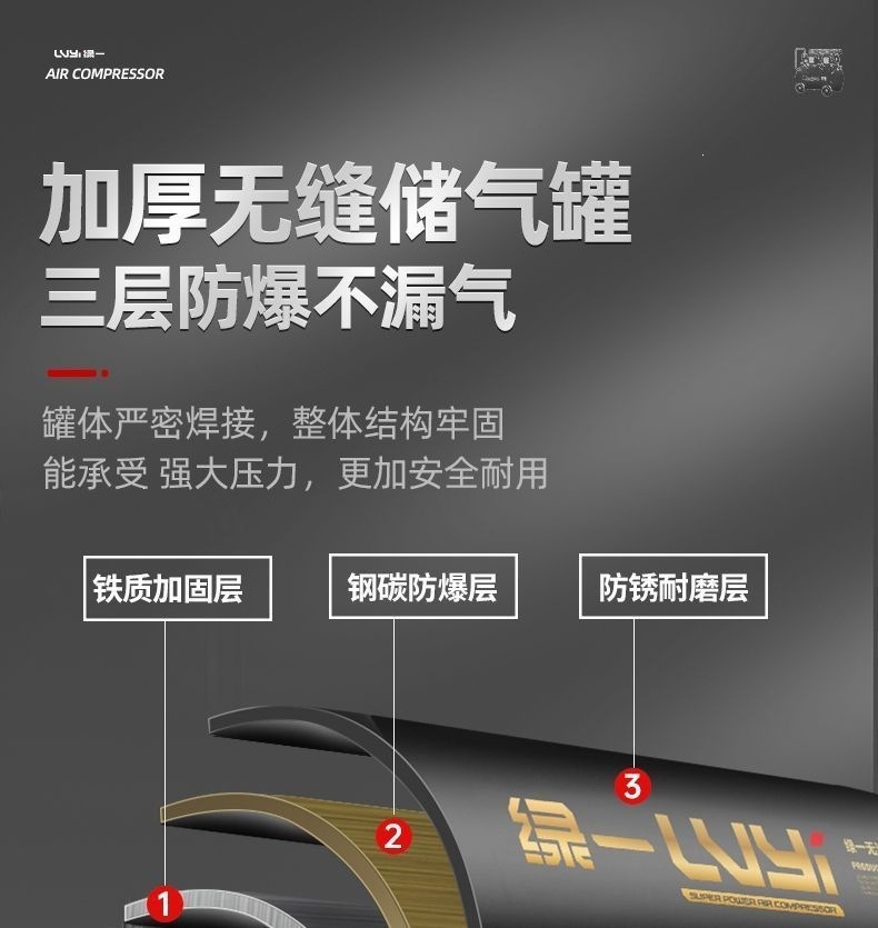 Industrial-grade air compressor, small 220v air pump, oil-free woodworking low-noise portable air compressor