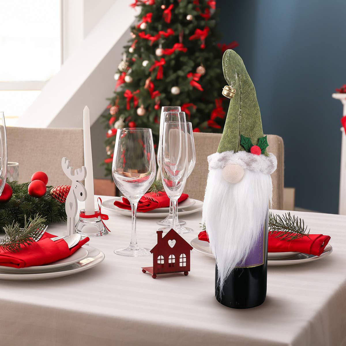 Decoración navideña caliente transfronteriza europea y americana Wind Bell sin rostro ancianos barba larga tapa de la botella de vino cubierta de la botella de vino decoración de vacaciones