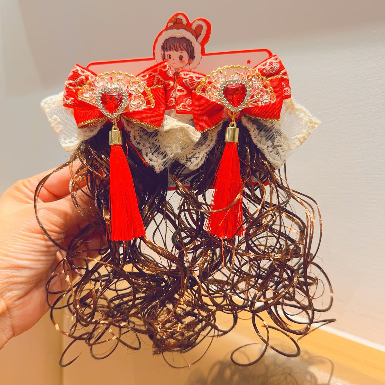 Juegos de Año Nuevo para el cabello de niños pelucas trenzas de Año Nuevo niñas tocado princesa bebé tarjetas de cabello niñas brocas de arco