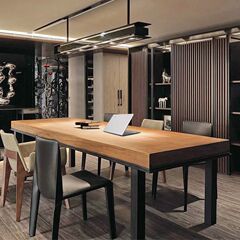 Loft実木会議テーブル長テーブルシンプル工業風商談デスク受付トレーニング長テーブルテーブルテーブル
