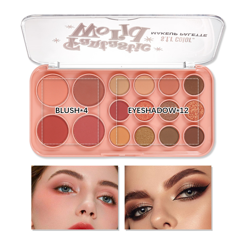 s.f.r color comercio exterior al por mayor fácil de colorear perla matte eye shadow blush 2 en 1 bandeja de maquillaje multifuncional