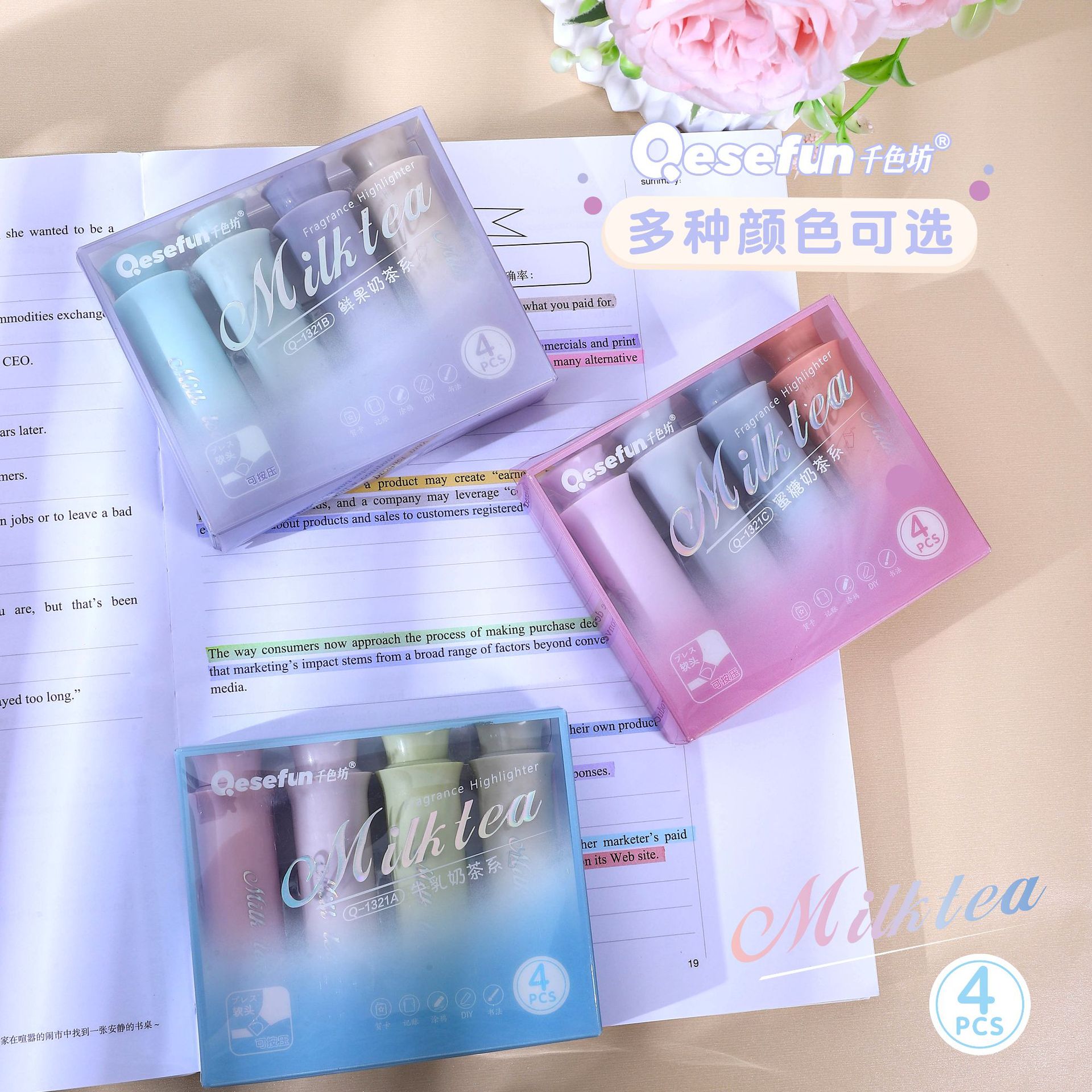 Nuevo conjunto de resaltador de cabeza suave lápiz labial resaltador de estudiantes de leche de escritura de marca de graffiti