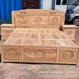 老榆木大床带箱体可储物实木床做旧落地榻榻米床骨架床实木双人床