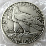 圆盒装仿古工艺美国半美元纪念币1935 OAK 黄铜镀银直径30.6MM