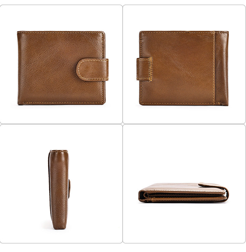 Ví nam da bò thật Marante nhiều ngăn đựng thẻ gập đôi 11,5×9,8 cm — 1067 màu nâu, Màu cà phê, Màu nâu vân phẳng, Màu xám chi tiết 19