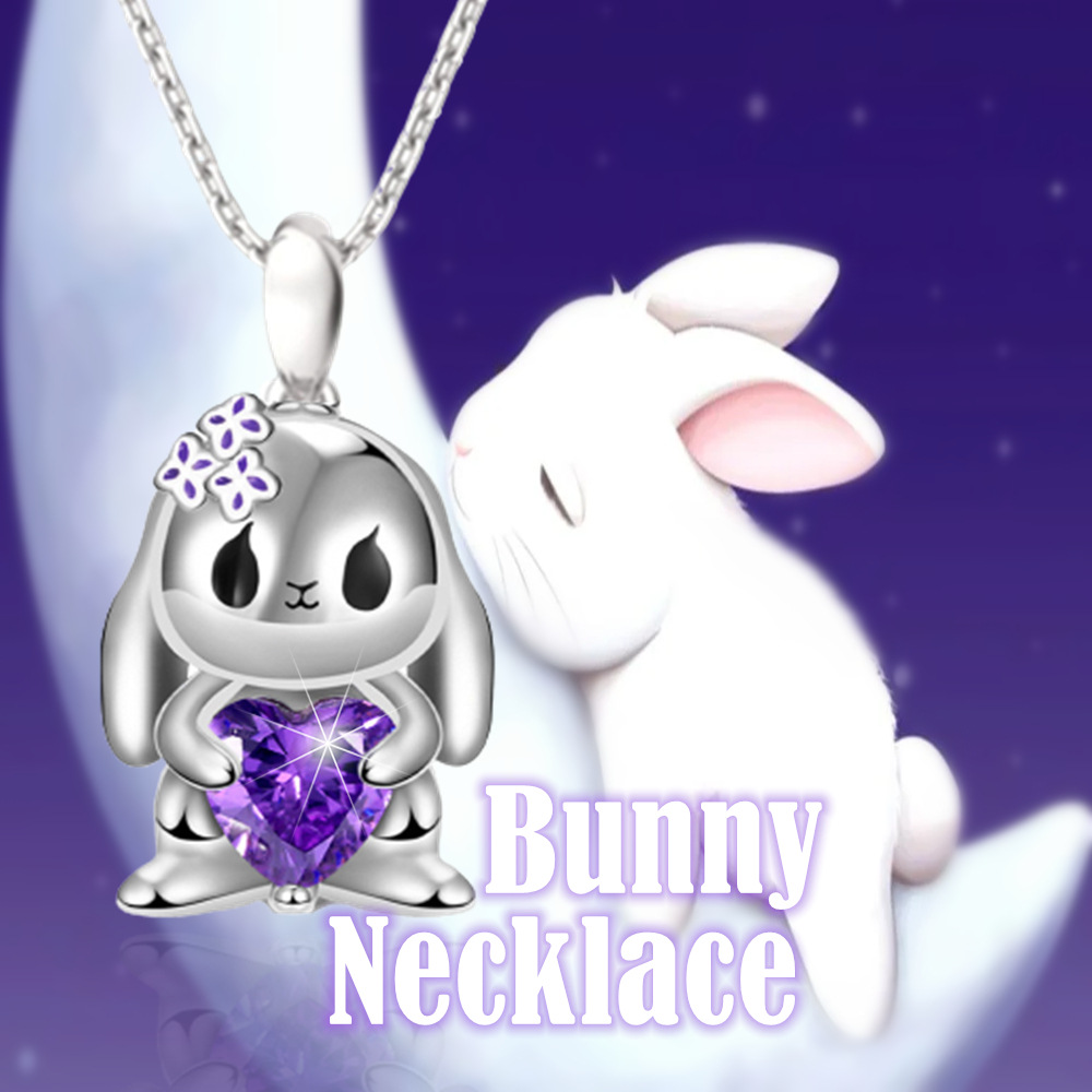 Heißer Verkauf Nette Amethyst Kaninchen Anhänger Halskette Exquisite Mode Tier Schmuck Mädchen Geburtstag Geschenk_voghion.com