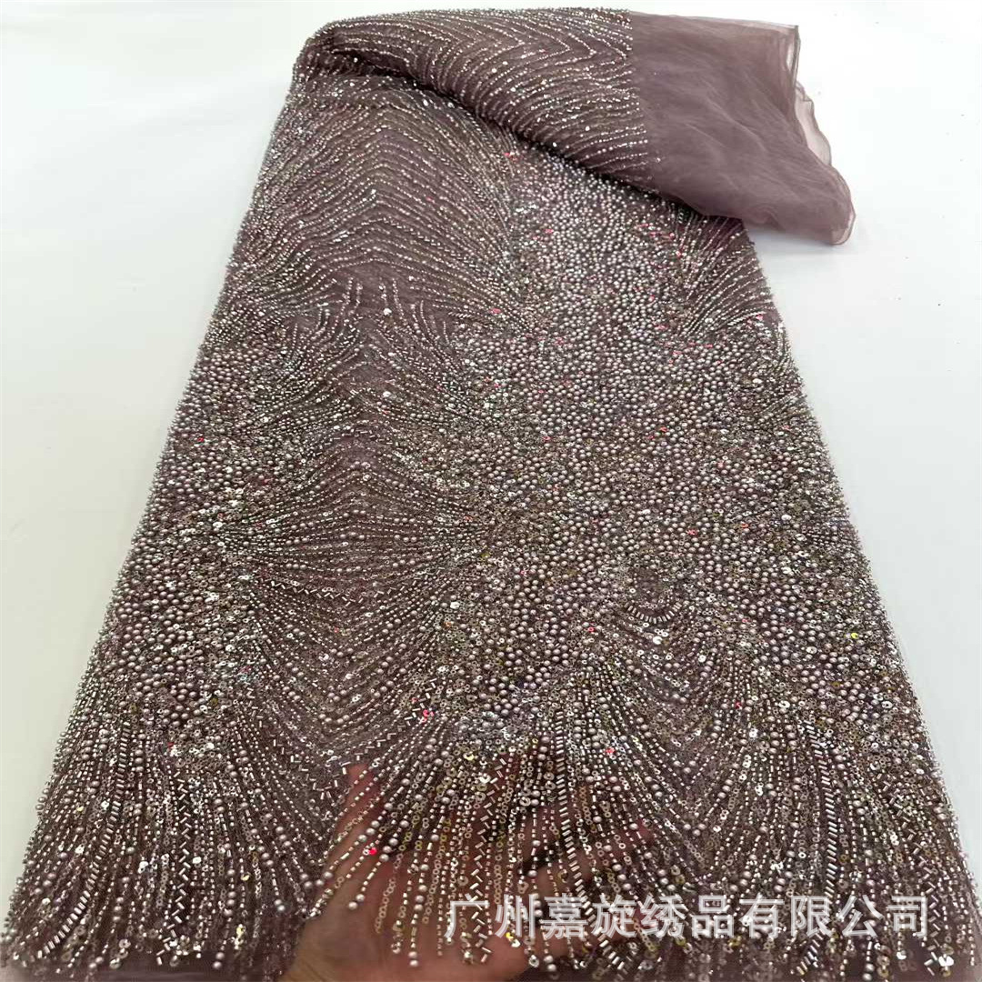Gao Ding cola vestido de boda vestido de tela de bordado de perlas brillante perlas tubo de tela de bordado de boda