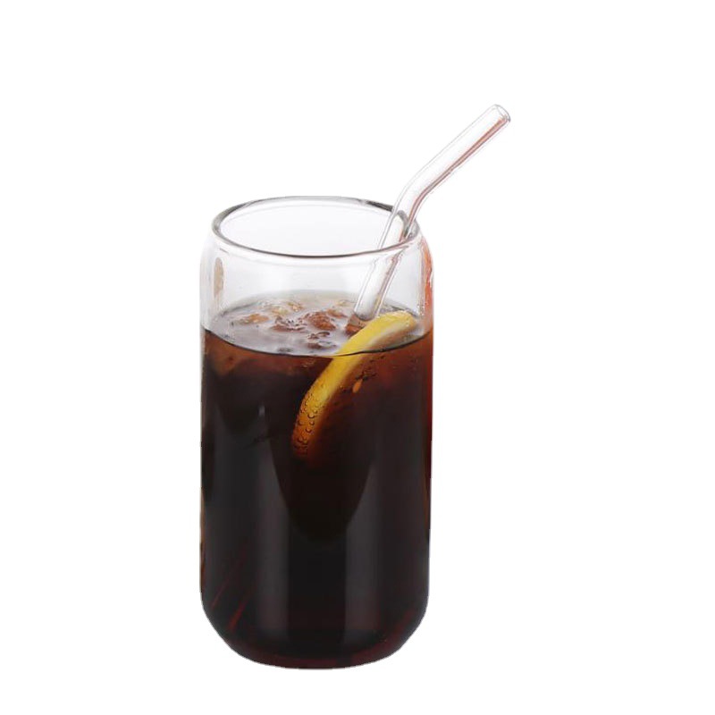 Taza de coke borosilicato al por mayor transfronteriza de 16oz Taza de café de jugo de alto valor Taza de vidrio de viento ins resistente a altas temperaturas