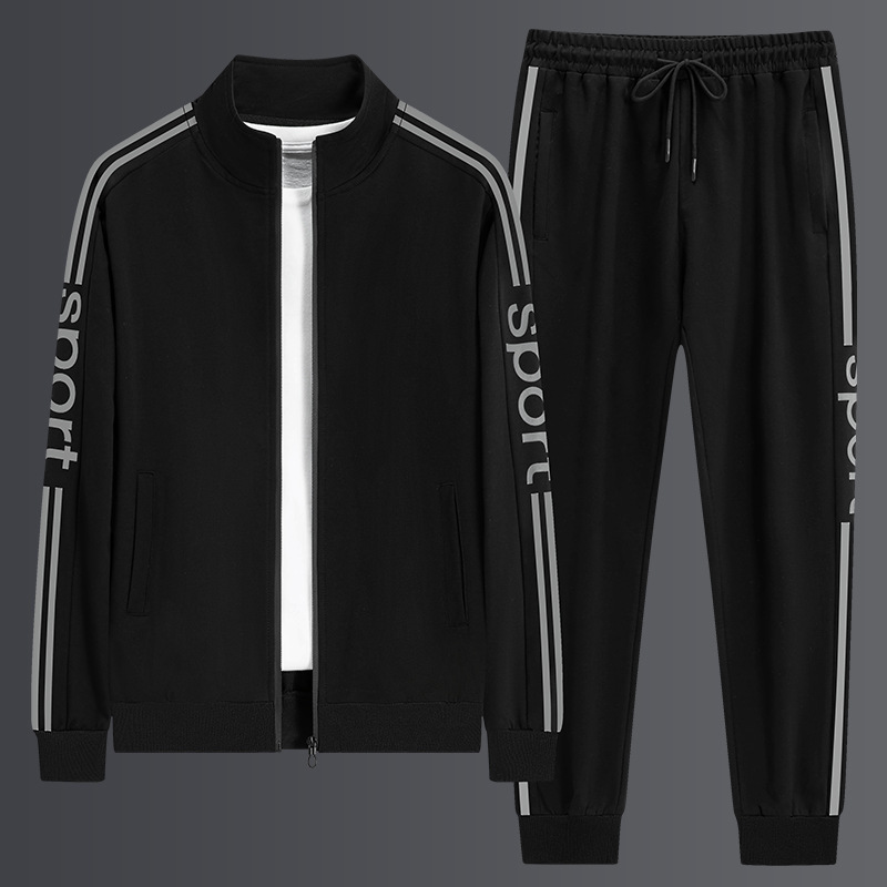 M - 8XL traje deportivo masculino primavera y otoño jersey de cuello vertical correr ocio conjunto de dos piezas suelto tendencia grande chaqueta