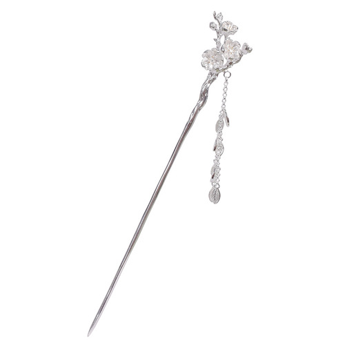 Twelve Flower Goddesses Plum Blossom Silk Tassel Hairpin for Women, Chinese Ancient Style Hairpin, Hanfu Ancient Costume Hair Accessory, Wholesale, Silver Plated Hairpin