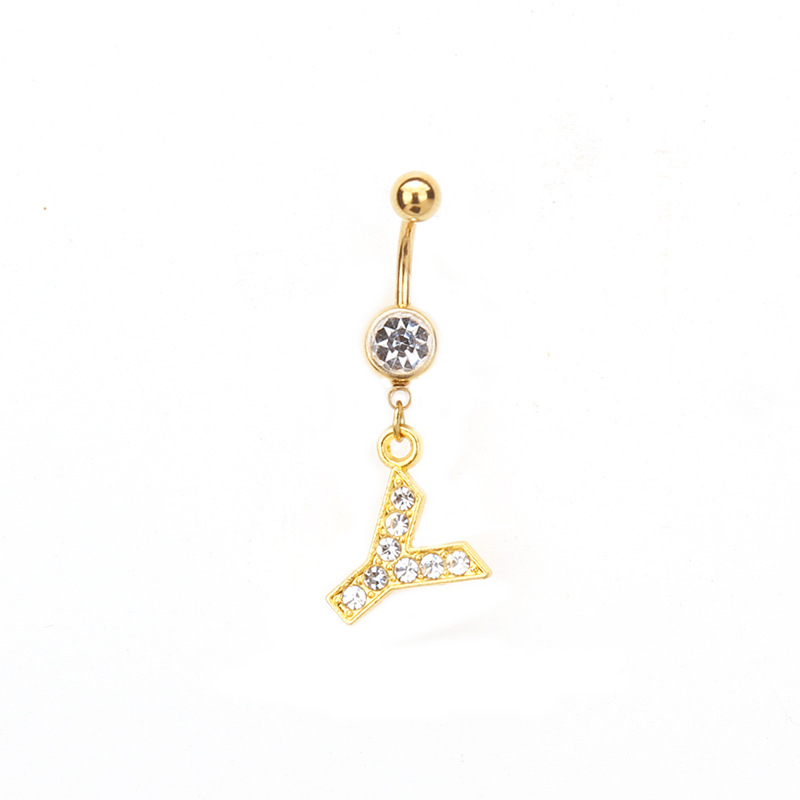 Oro letras inglesas A- Z anti-alergia cuerpo piercing joyería de las mujeres ombligo clavo ombligo anillo AliExpress deseo