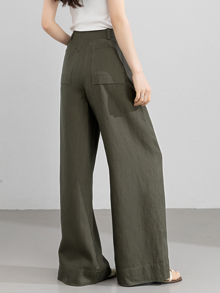 Quần culottes nữ ống rộng cạp cao vải linen phối sợi Lyocell, dáng suông rủ nhẹ, dài chạm đất — Màu sắc