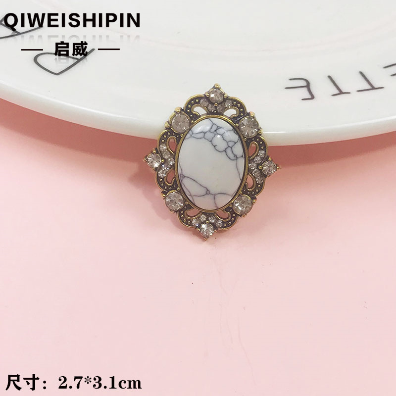 启威长方形花盘珍珠钻五角diy材料 水钻扣鞋包包花配饰  合金配件|undefined