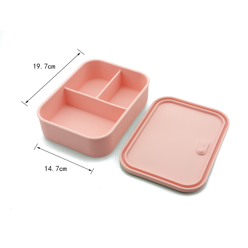 Caja de almuerzo de silicona de grado alimenticio, caja de almuerzo portátil general para estudiantes de secundaria y secundaria, caja de almuerzo de silicona caliente por microondas