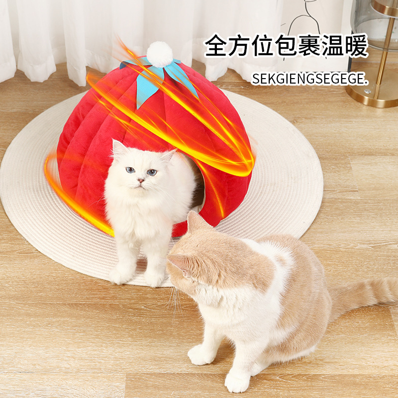 Perrera Pumpkin Nest invierno cálido totalmente cerrado de Peluche nido de gato Pumpkin Nest Four Seasons PET House CAT supplies