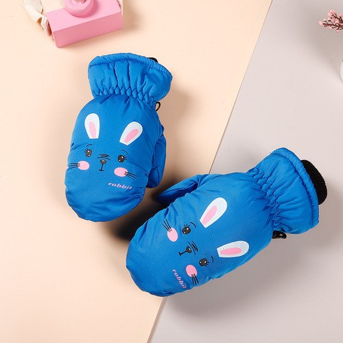 Children's Ski Gloves Winter Warm Downproof Cotton Waterproof Snow Play Gloves Outdoor Ski Gloves for Boys and Girls