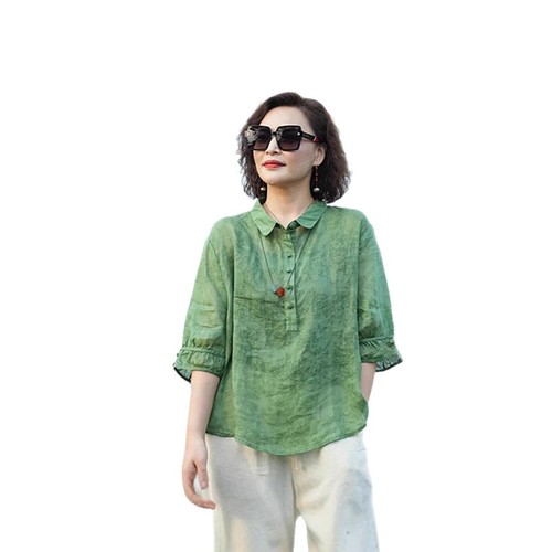 High-end women's brocade lapel shirt, stylish retro women's sleeveless blouses, slimming, meat-hiding, thin version of small tops